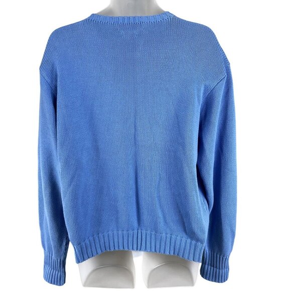 Polo Ralph Lauren Men L Crewneck Knit Sweater Green Pony Royal Blue Quiet Luxury - Picture 2 of 16